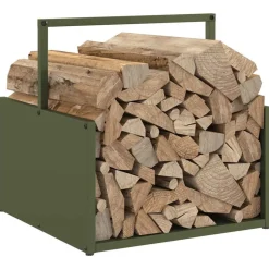 VIDAXL - Portant de bois chauffage vert olive 40x40x40 cm
