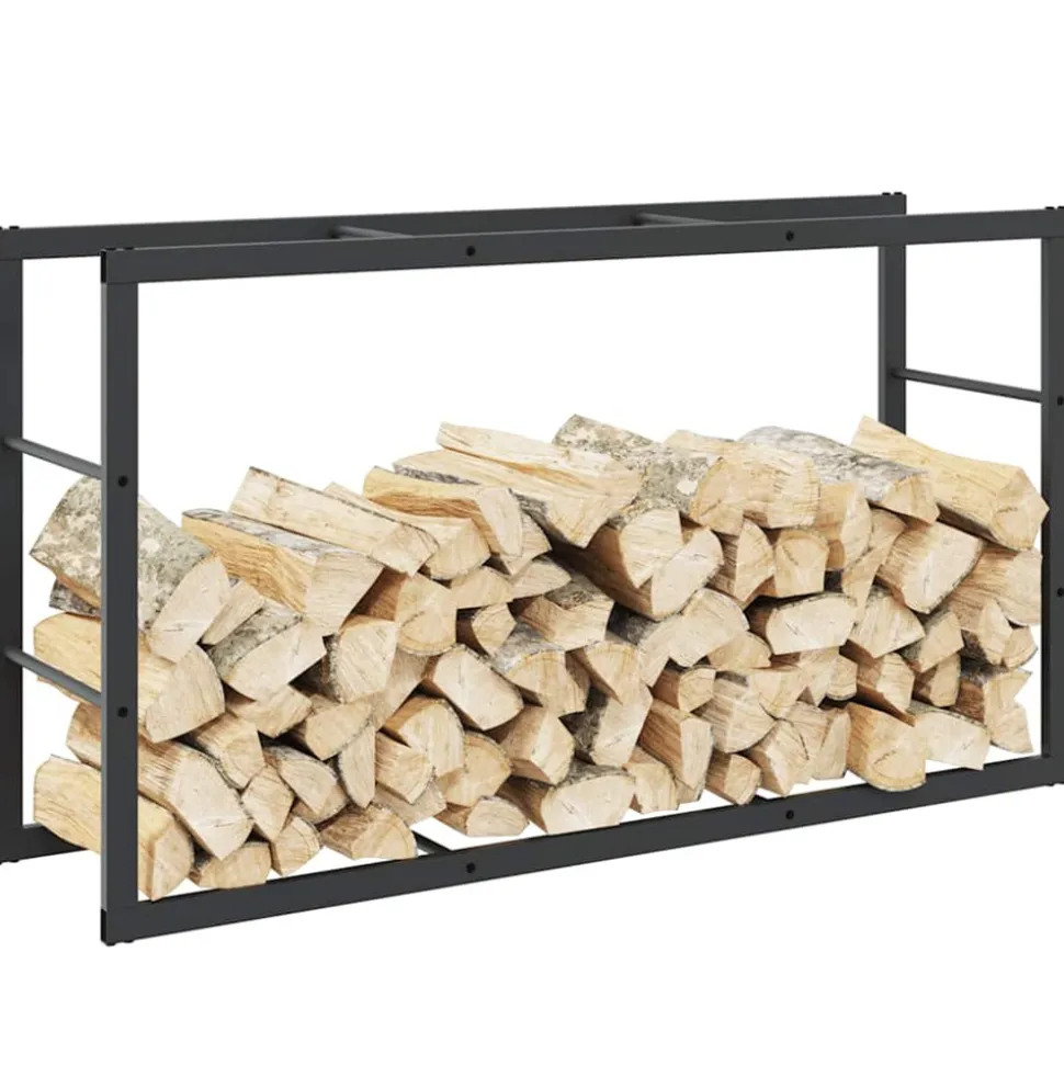 VIDAXL - Portant de bois de chauffage noir 110x30x61 cm acier