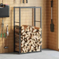 VIDAXL - Portant de bois de chauffage noir 110x30x61 cm acier
