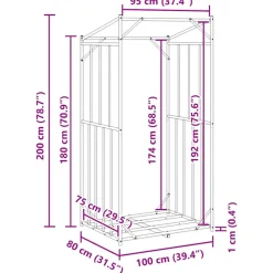VIDAXL - Portant de bois de chauffage et housse de pluie acier galvanisé