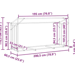 VIDAXL - Portant de bois de chauffage et housse de pluie acier galvanisé