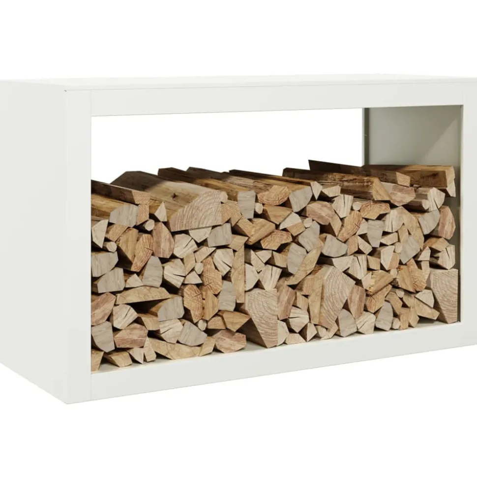 VIDAXL - Portant de bois de chauffage blanc 100x40x60 cm acier