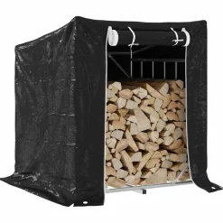 VIDAXL - Portant de bois de chauffage et housse de pluie acier galvanisé