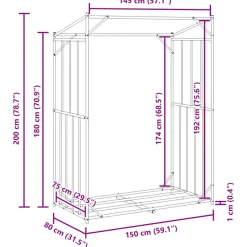 VIDAXL - Portant de bois de chauffage et housse de pluie acier galvanisé