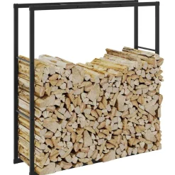 VIDAXL - Portant de bois de chauffage noir 110x30x116 cm acier