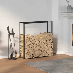 VIDAXL - Portant de bois de chauffage noir 110x30x116 cm acier