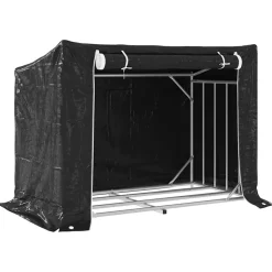 VIDAXL - Portant de bois de chauffage et housse de pluie acier galvanisé