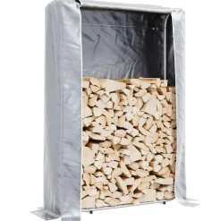 VIDAXL - Portant de bois de chauffage et housse de pluie acier galvanisé