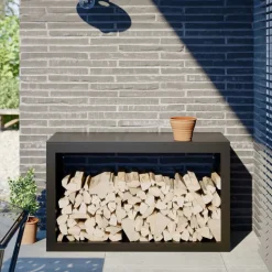 VIDAXL - Portant de bois de chauffage noir 100x40x60 cm acier