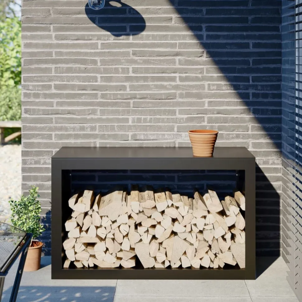 VIDAXL - Portant de bois de chauffage noir 100x40x60 cm acier