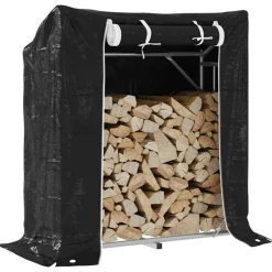 VIDAXL - Portant de bois de chauffage et housse de pluie acier galvanisé