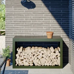 VIDAXL - Portant de bois de chauffage vert 100x40x60 cm acier