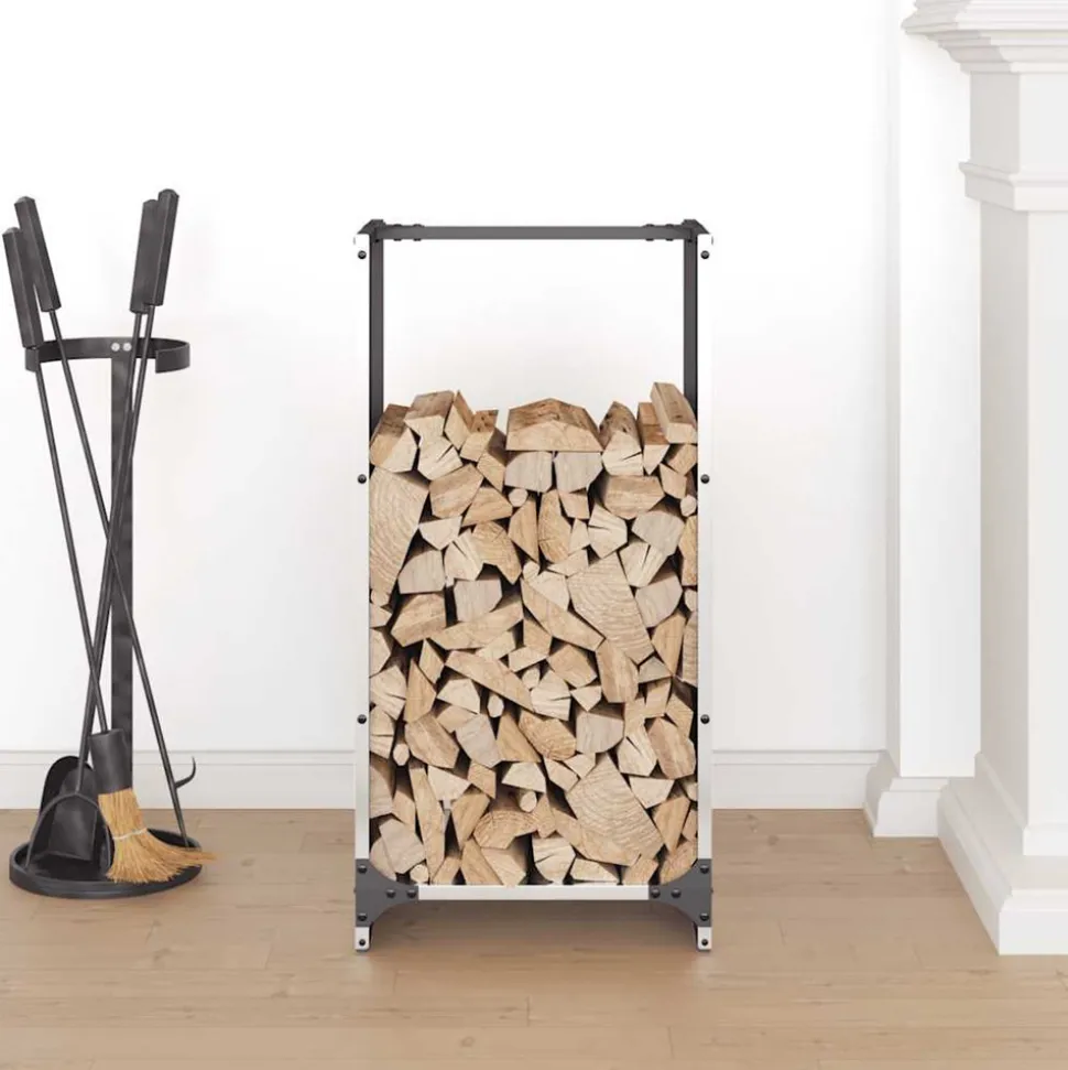 VIDAXL - Portant de bois de chauffage 40x30x80 cm acier inoxydable