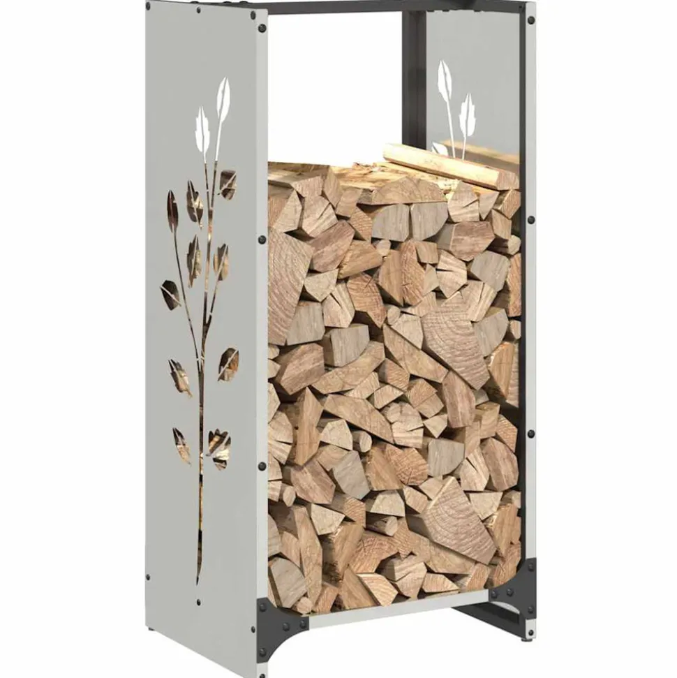 VIDAXL - Portant de bois de chauffage 40x30x80 cm acier inoxydable