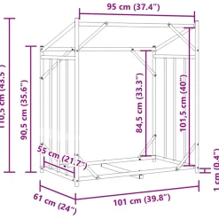 VIDAXL - Portant de bois de chauffage et housse de pluie acier galvanisé