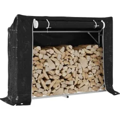 VIDAXL - Portant de bois de chauffage et housse de pluie acier galvanisé