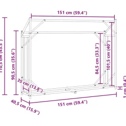 VIDAXL - Portant de bois de chauffage et housse de pluie acier galvanisé