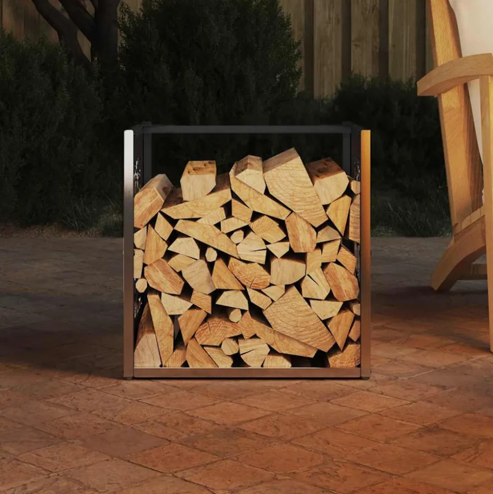 VIDAXL - Portant de bois de chauffage 40x40x40 cm acier inoxydable