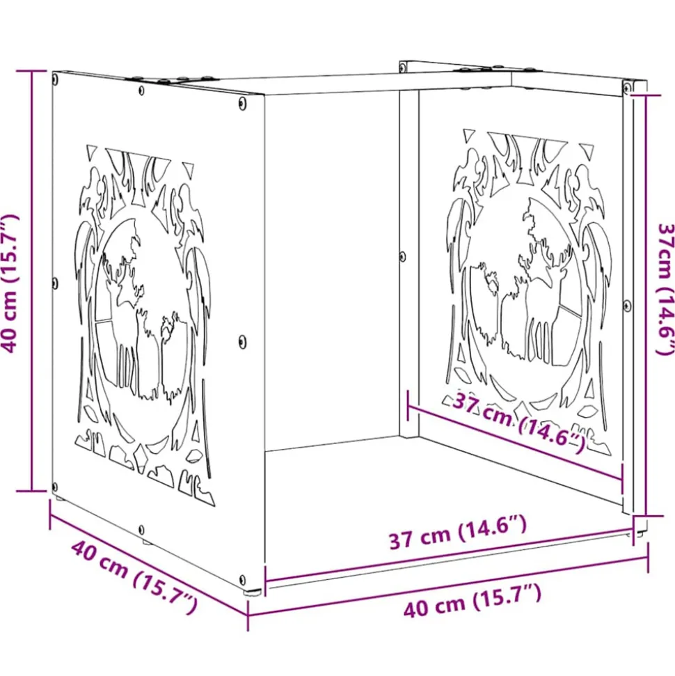 VIDAXL - Portant de bois de chauffage 40x40x40 cm acier inoxydable