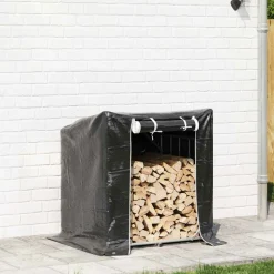 VIDAXL - Portant de bois de chauffage et housse de pluie acier galvanisé