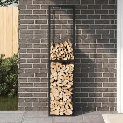 VIDAXL - Portant de bois de chauffage noir 50x30x209 cm acier