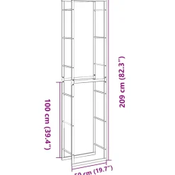 VIDAXL - Portant de bois de chauffage noir 50x30x209 cm acier