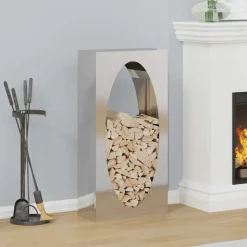 VIDAXL - Portant de bois de chauffage 50x23x100 cm acier inoxydable