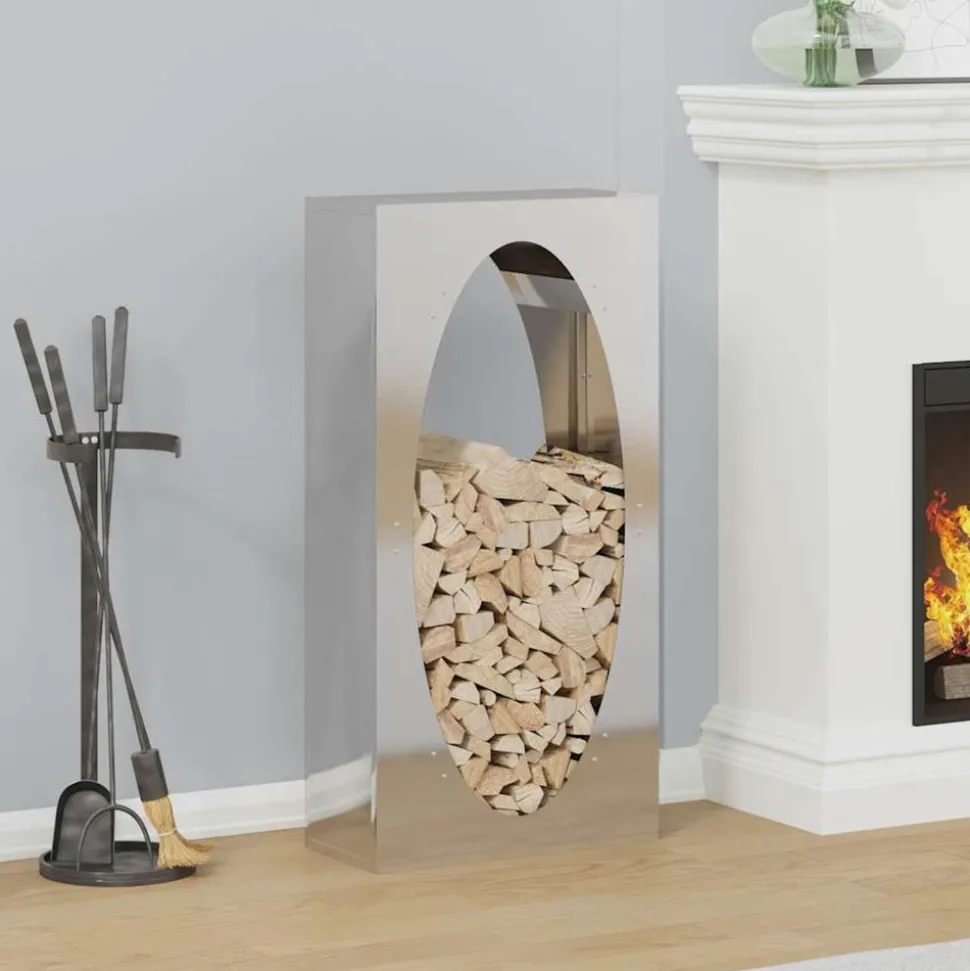 VIDAXL - Portant de bois de chauffage 50x23x100 cm acier inoxydable