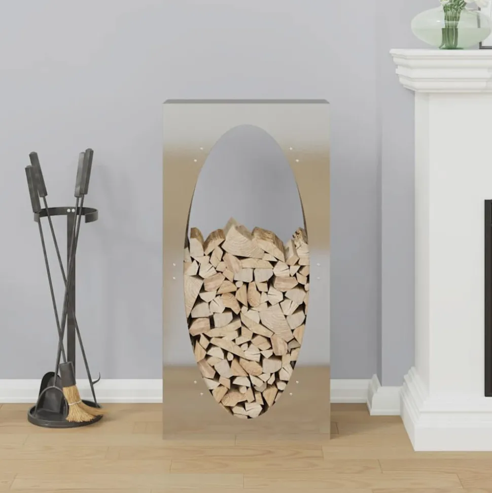 VIDAXL - Portant de bois de chauffage 50x23x100 cm acier inoxydable