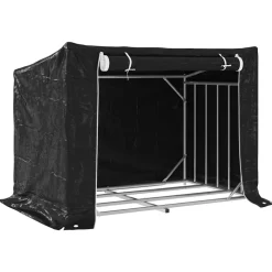 VIDAXL - Portant de bois de chauffage et housse de pluie acier galvanisé