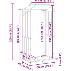 VIDAXL - Portant de bois de chauffage et housse de pluie acier galvanisé
