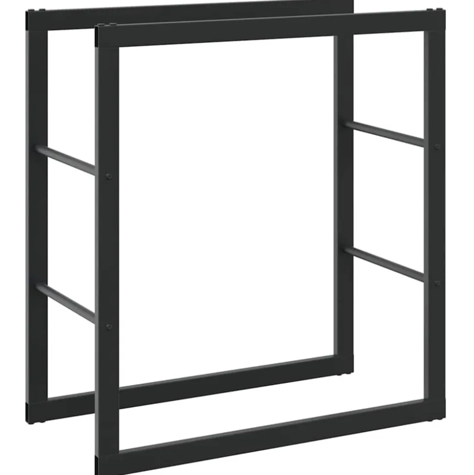 VIDAXL - Portant de bois de chauffage noir 55x30x61 cm acier