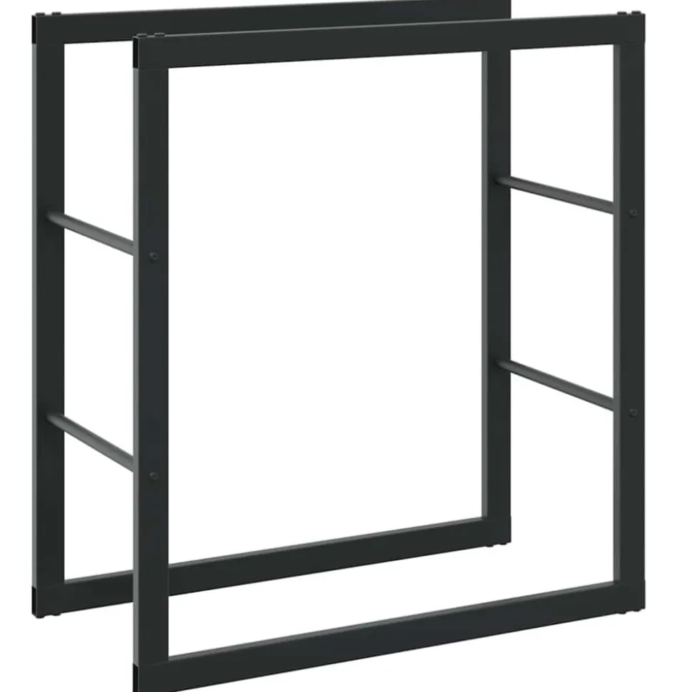 VIDAXL - Portant de bois de chauffage noir 55x30x61 cm acier