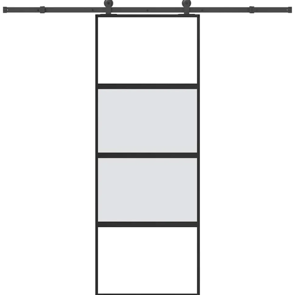 VIDAXL - Porte coulissante kit de quincaillerie trempé verre aluminium