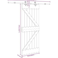 VIDAXL - Porte coulissante et kit de quincaillerie 85x210 cm pin massif