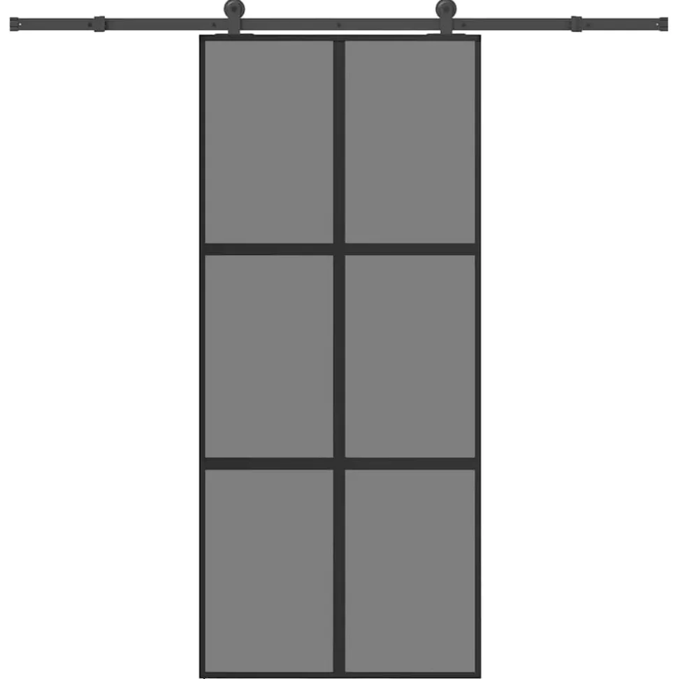VIDAXL - Porte coulissante kit de quincaillerie trempé verre aluminium