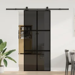 VIDAXL - Porte coulissante kit de quincaillerie trempé verre aluminium
