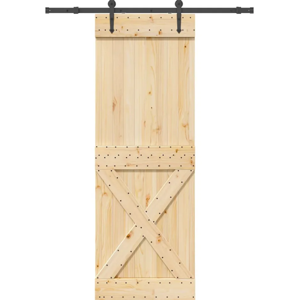 VIDAXL - Porte coulissante et kit de quincaillerie 80x210 cm pin massif