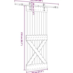 VIDAXL - Porte coulissante et kit de quincaillerie 80x210 cm pin massif