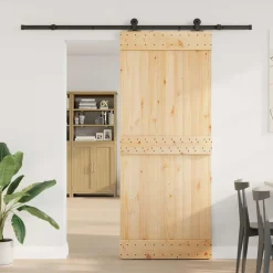 VIDAXL - Porte coulissante et kit de quincaillerie 85x210 cm pin massif