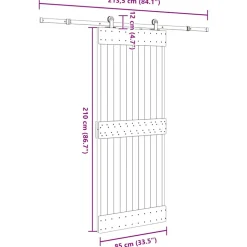 VIDAXL - Porte coulissante et kit de quincaillerie 85x210 cm pin massif