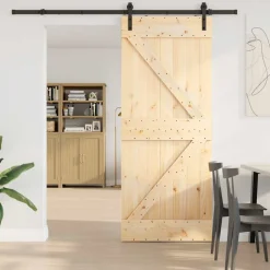 VIDAXL - Porte coulissante et kit de quincaillerie 85x210 cm pin massif