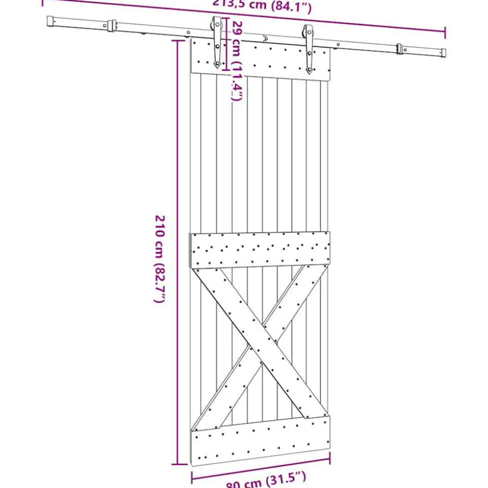 VIDAXL - Porte coulissante et kit de quincaillerie 80x210 cm pin massif