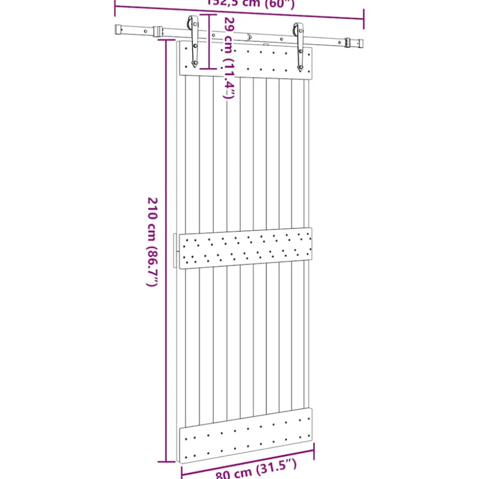 VIDAXL - Porte coulissante et kit de quincaillerie 80x210 cm pin massif