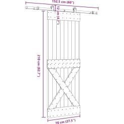 VIDAXL - Porte coulissante et kit de quincaillerie 70x210 cm pin massif