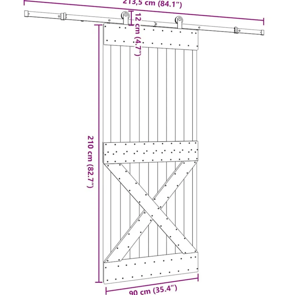 VIDAXL - Porte coulissante et kit de quincaillerie 90x210 cm pin massif