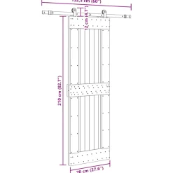 VIDAXL - Porte coulissante et kit de quincaillerie 70x210 cm pin massif