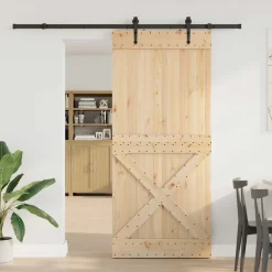 VIDAXL - Porte coulissante et kit de quincaillerie 90x210 cm pin massif