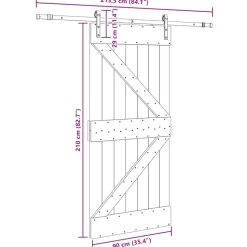 VIDAXL - Porte coulissante et kit de quincaillerie 90x210 cm pin massif