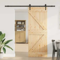 VIDAXL - Porte coulissante et kit de quincaillerie 80x210 cm pin massif